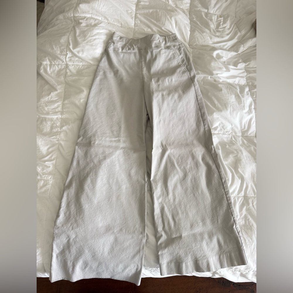 New York & Company Light Gray Elastic High Waist Wide Leg Pants